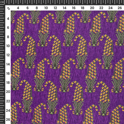 Violet Purple Floral Digital Print Velvet Fabric