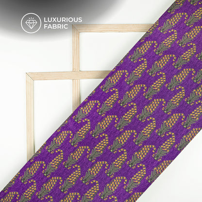 Violet Purple Floral Digital Print Velvet Fabric