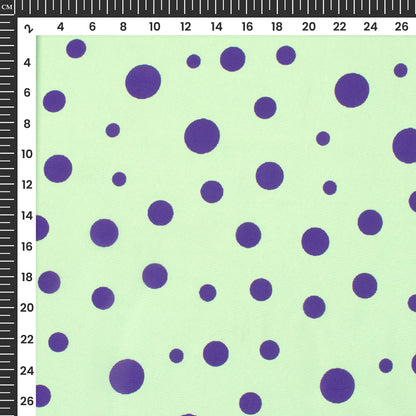 Light Green Polka Dots Digital Print Crepe Silk Fabric