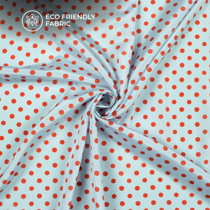 Cherry Red Polka Dots Digital Print Crepe Silk Fabric