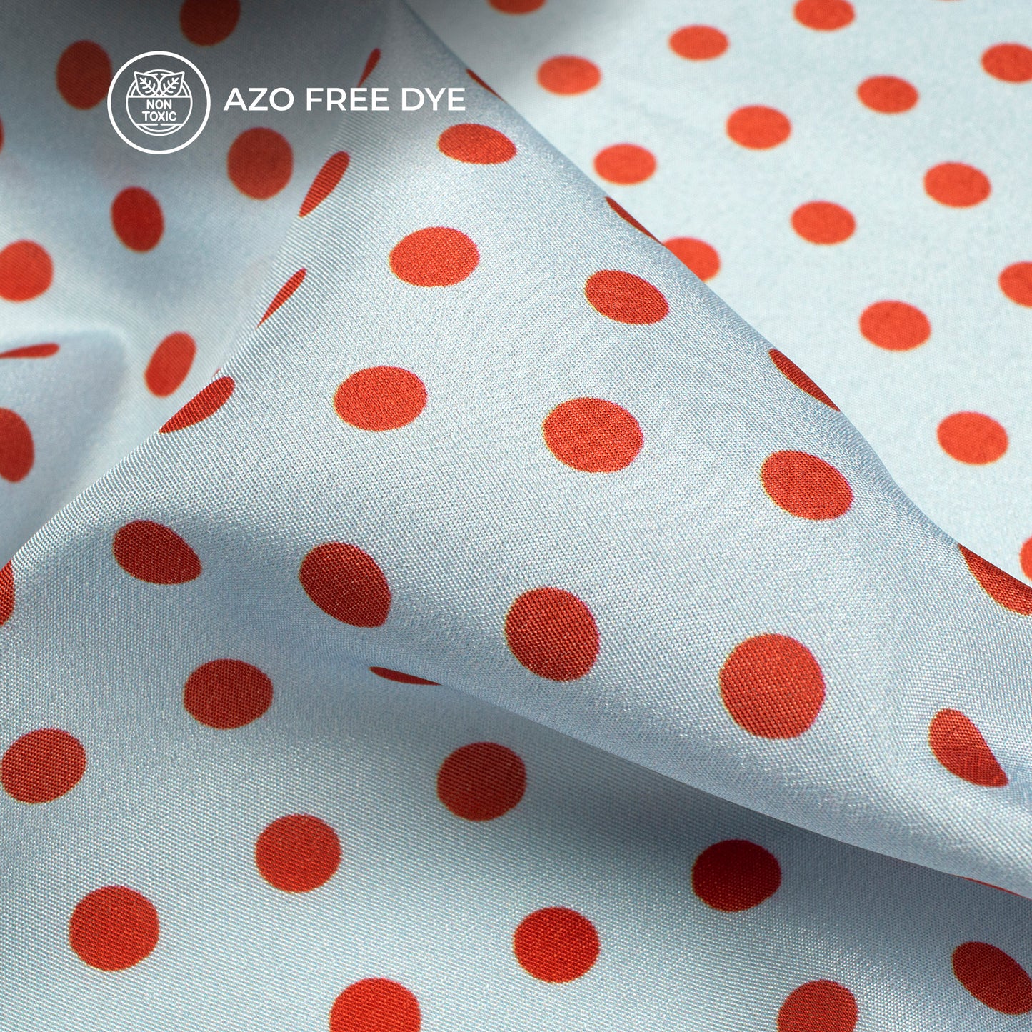 Cherry Red Polka Dots Digital Print Crepe Silk Fabric
