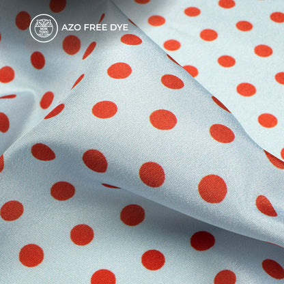 Cherry Red Polka Dots Digital Print Crepe Silk Fabric