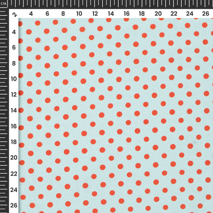 Cherry Red Polka Dots Digital Print Crepe Silk Fabric