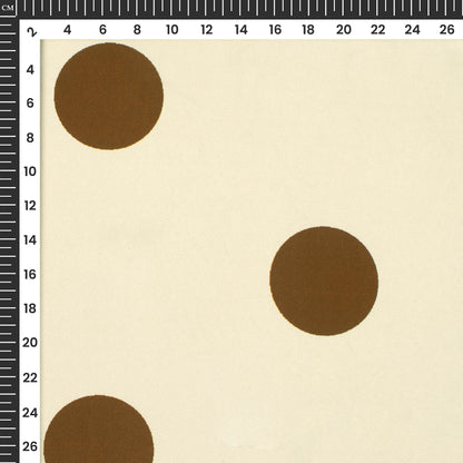 Burnt Umber Polka Dots Digital Print Crepe Silk Fabric