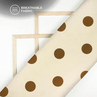 Burnt Umber Polka Dots Digital Print Crepe Silk Fabric
