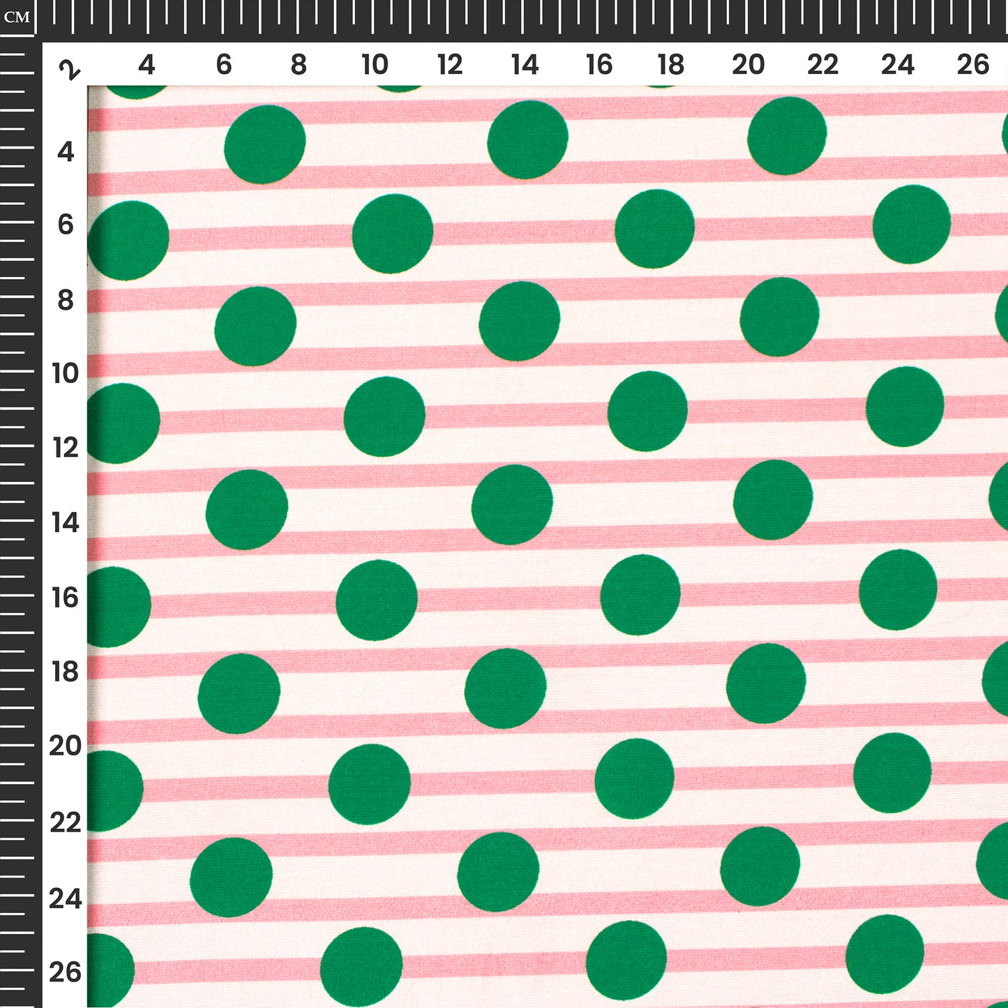 Dark Green Polka Dots Digital Print Crepe Silk Fabric