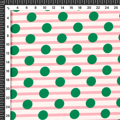 Dark Green Polka Dots Digital Print Crepe Silk Fabric