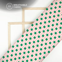 Dark Green Polka Dots Digital Print Crepe Silk Fabric