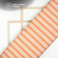 Orange and White Luxe Stripes Digital Print Poly Glazed Cotton Fabric