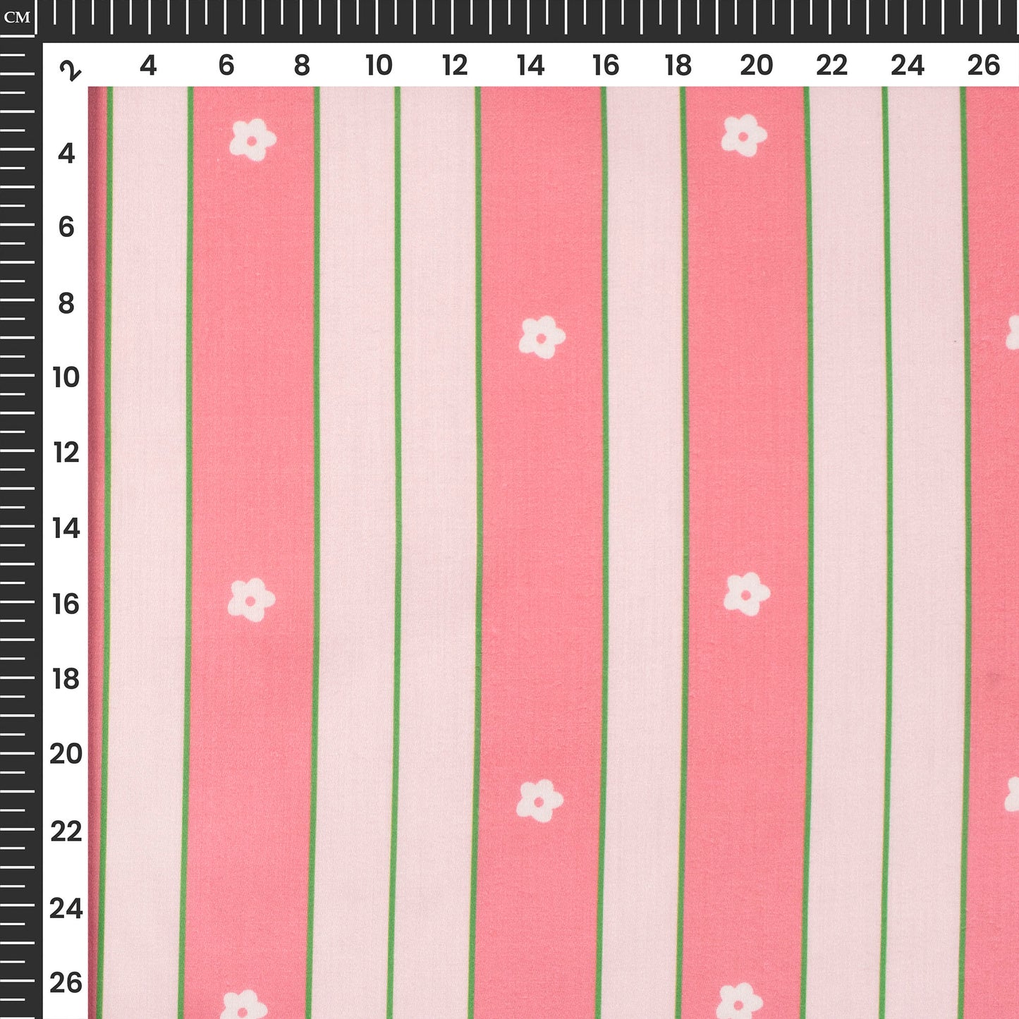 Pink Floral Stripes Digital Print Poly Glazed Cotton Fabric