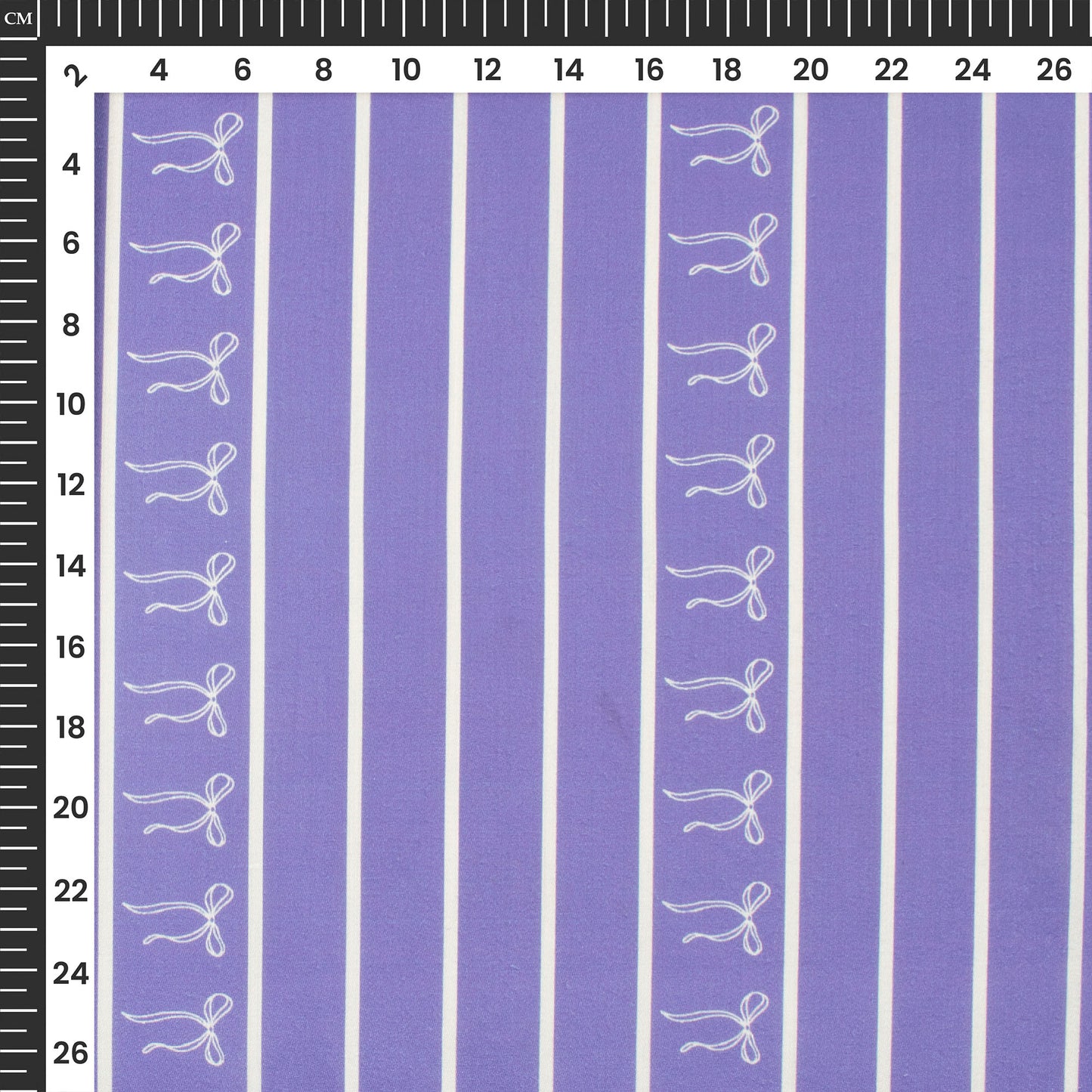 Purple Bow Stripes Digital Print Poly Glazed Cotton Fabric