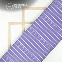 Purple Bow Stripes Digital Print Poly Glazed Cotton Fabric
