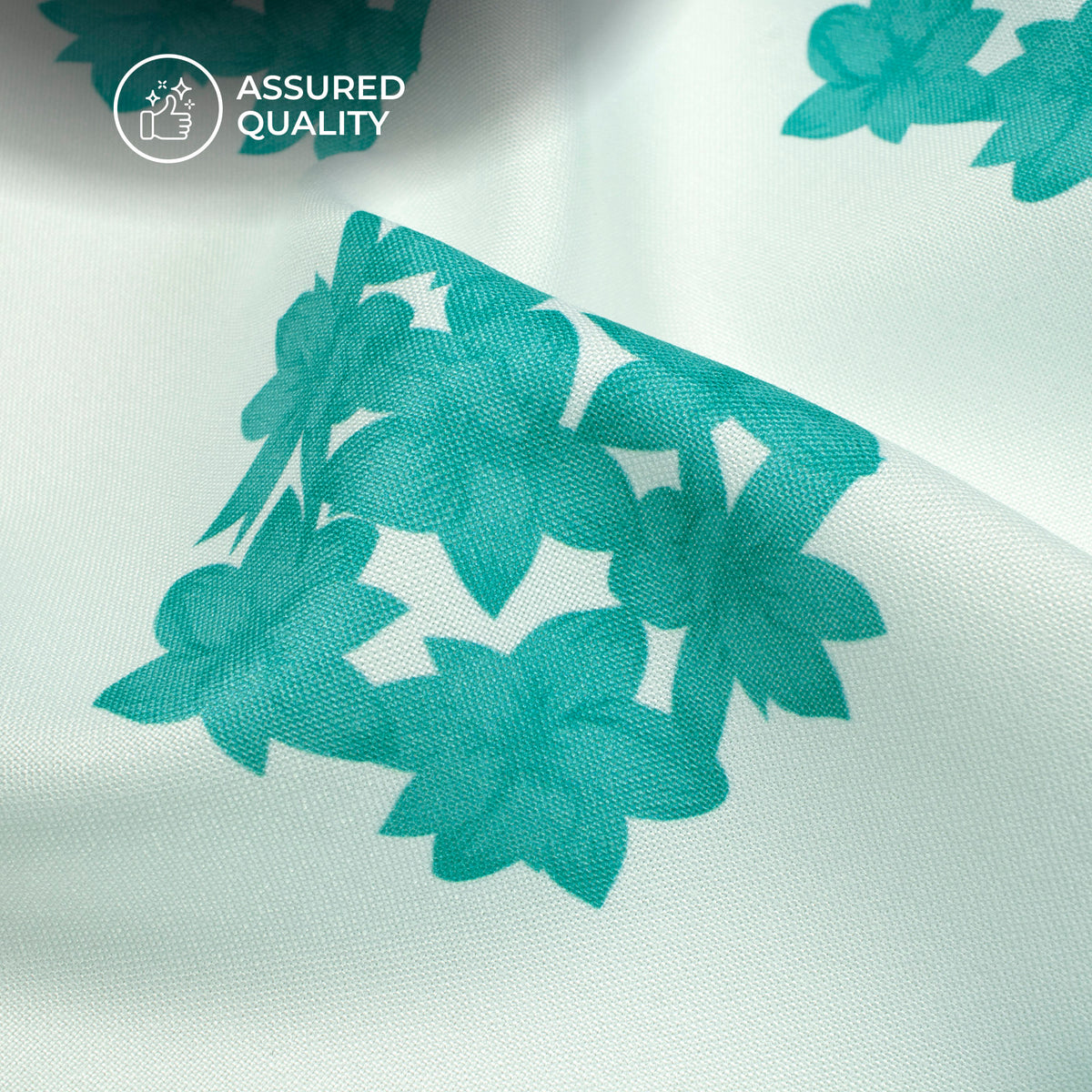 Turquoise Blue Floral Digital Print Rayon Fabric