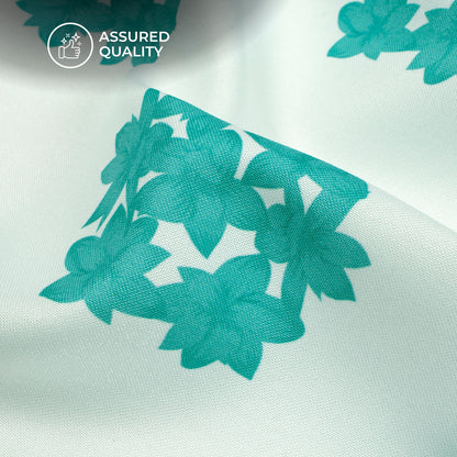 Turquoise Blue Floral Digital Print Rayon Fabric