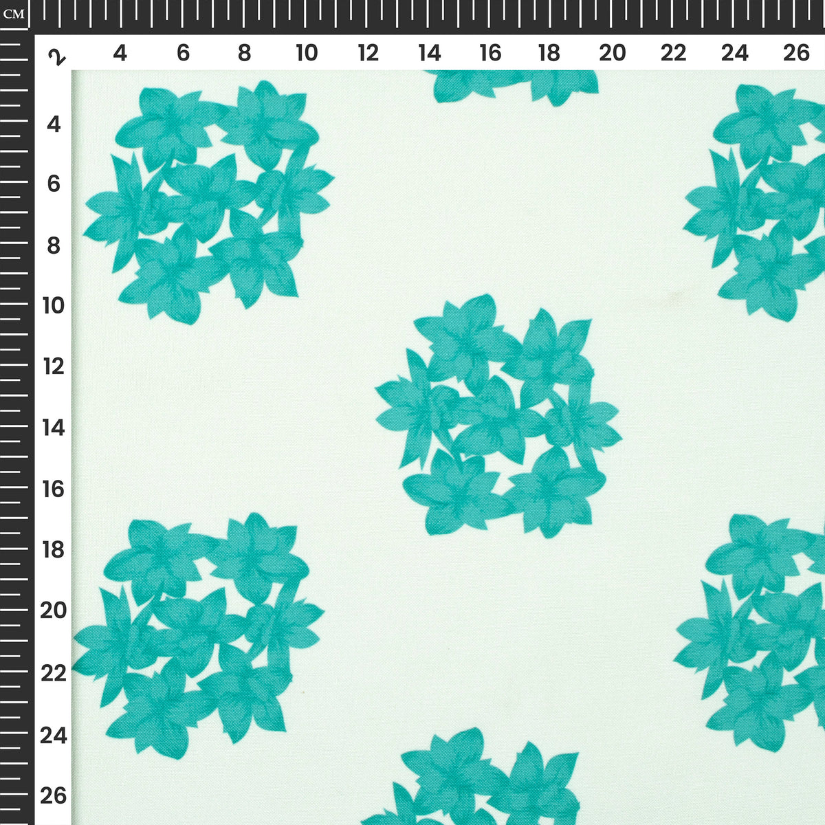 Turquoise Blue Floral Digital Print Rayon Fabric