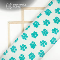 Turquoise Blue Floral Digital Print Rayon Fabric