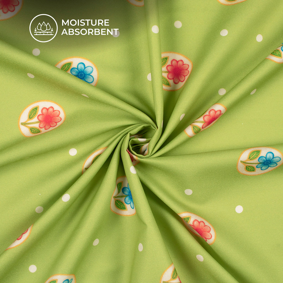 Olive Green Floral Digital Print Rayon Fabric