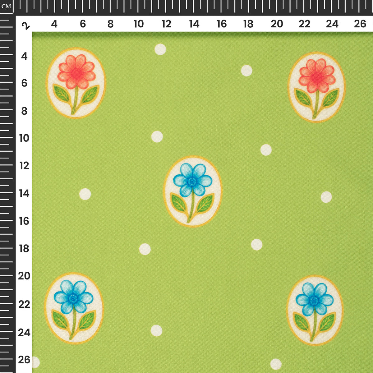 Olive Green Floral Digital Print Rayon Fabric