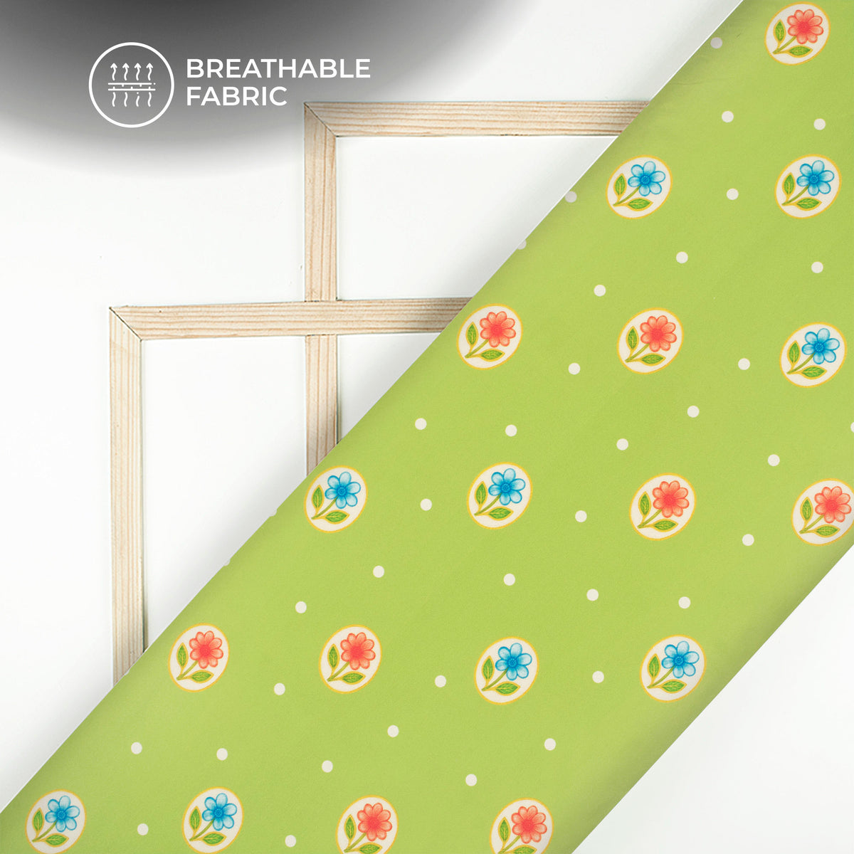 Olive Green Floral Digital Print Rayon Fabric