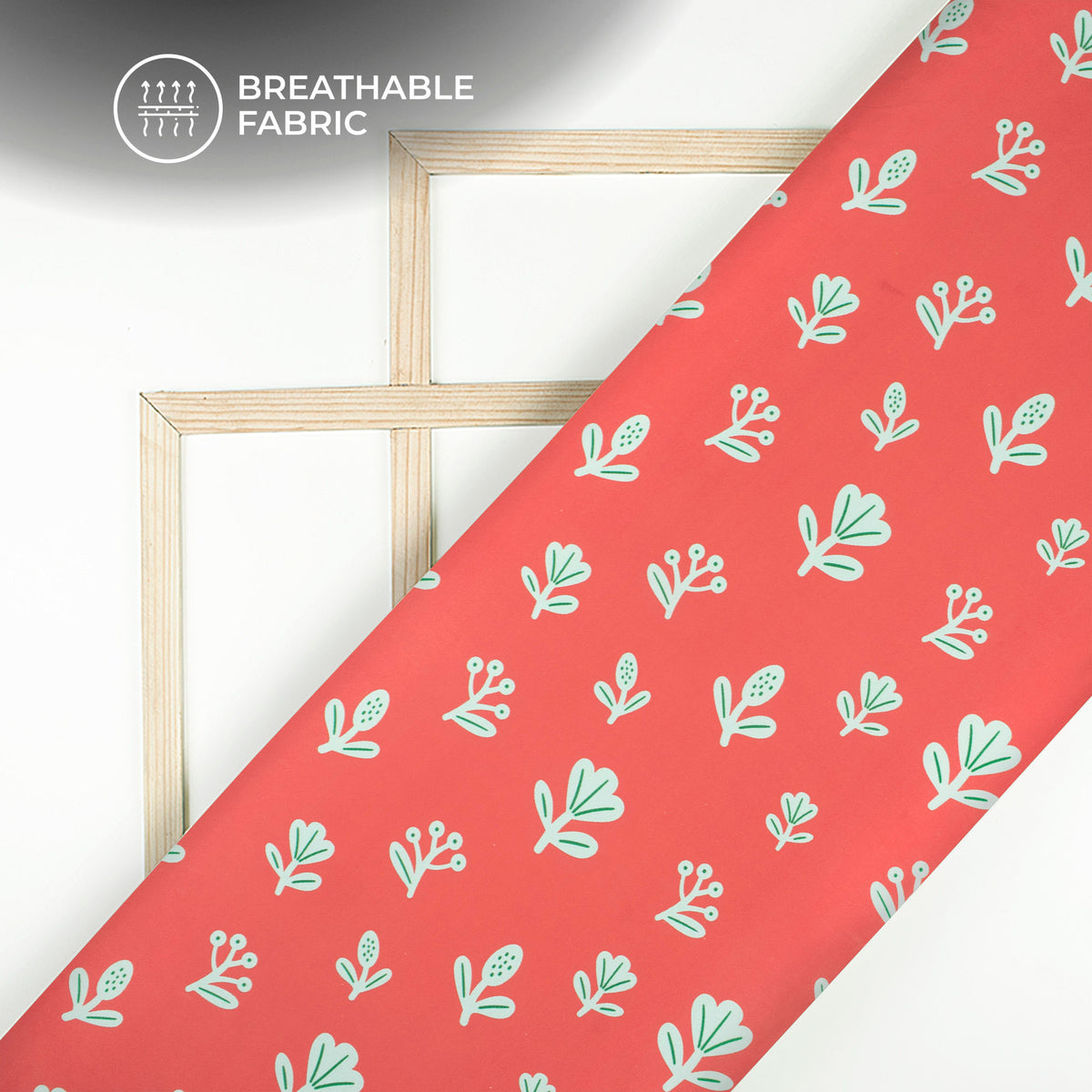 Rose Red Floral Digital Print Rayon Fabric