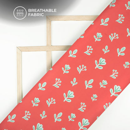 Rose Red Floral Digital Print Rayon Fabric