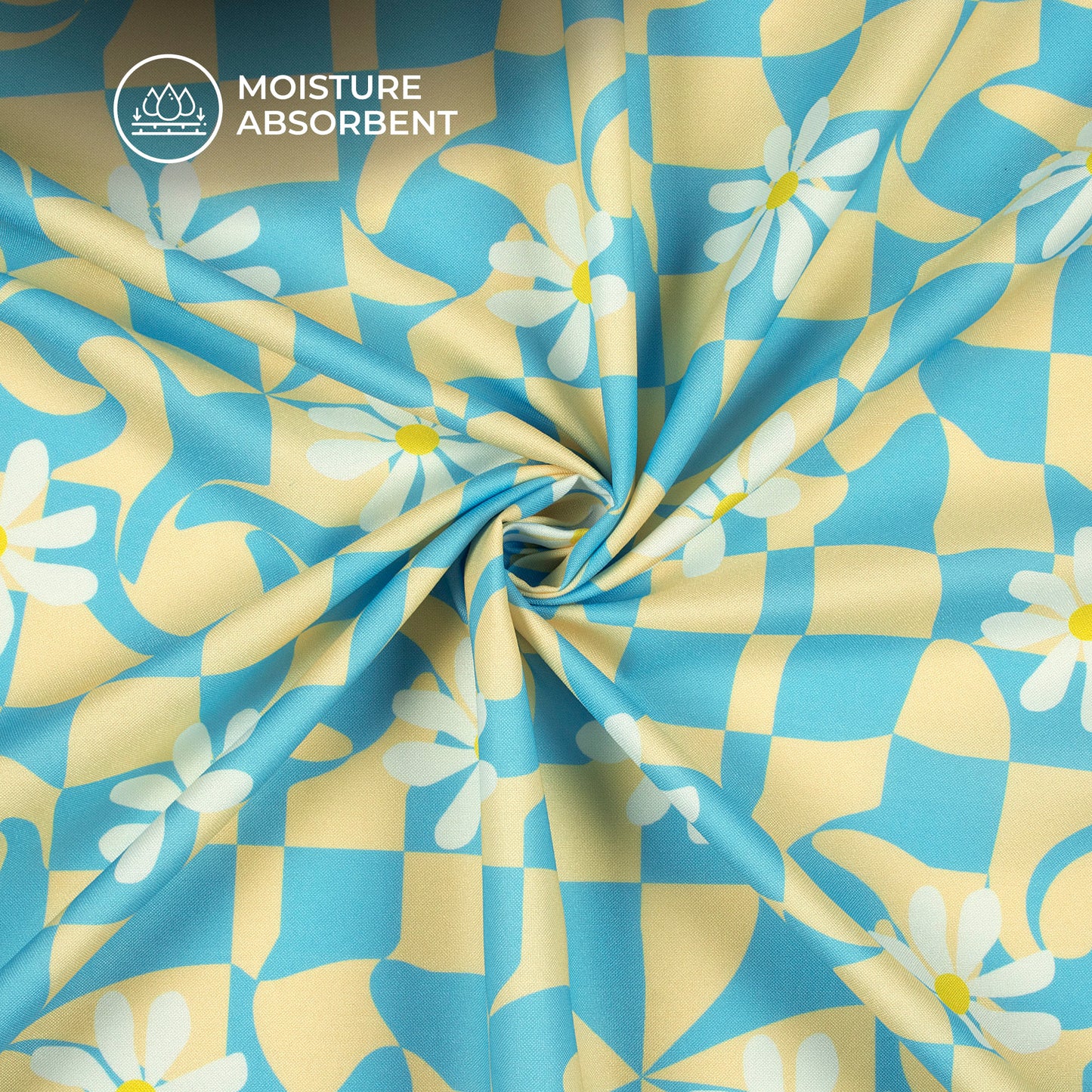Sky Blue Floral Digital Print Rayon Fabric
