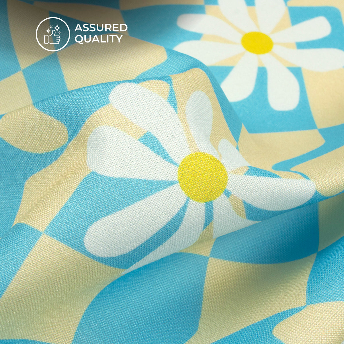 Sky Blue Floral Digital Print Rayon Fabric
