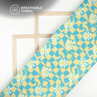 Sky Blue Floral Digital Print Rayon Fabric