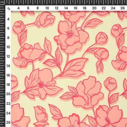 Bluse Red Floral Digital Print Rayon Fabric