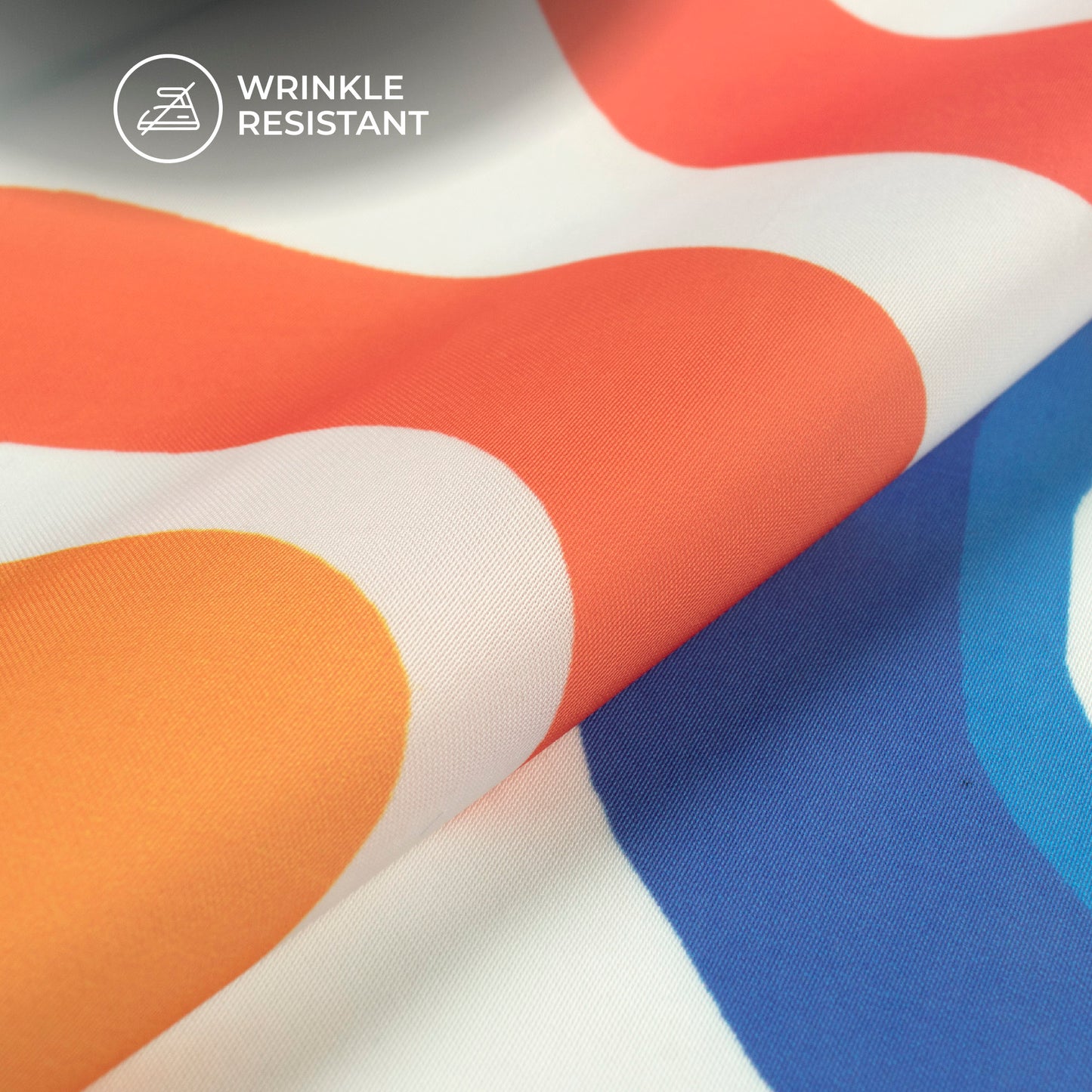 Eye-Catching Color Pop Circle Craze Digital Print Imported Satin Fabric
