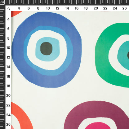 Eye-Catching Color Pop Circle Craze Digital Print Imported Satin Fabric
