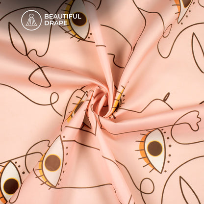 Mystic Evil Eye Doodle Digital Print Imported Satin Fabric