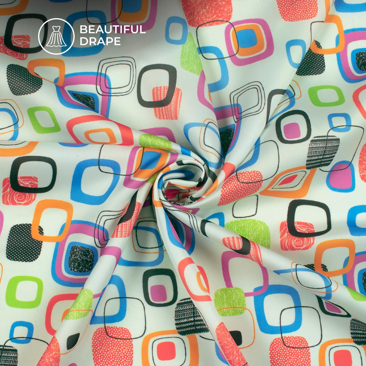 Retro Box Pop Digital Print Imported Satin Fabric