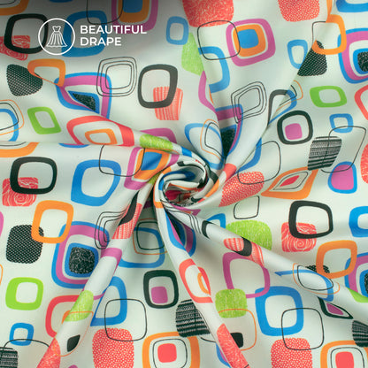 Retro Box Pop Digital Print Imported Satin Fabric