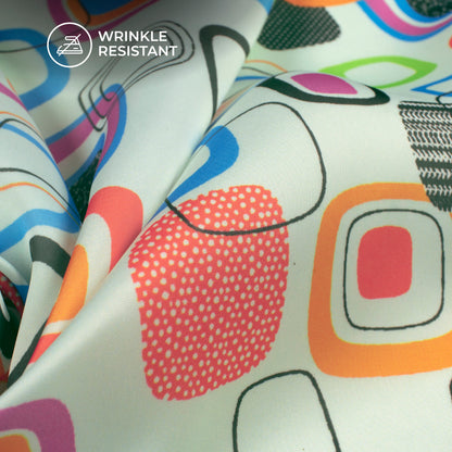 Retro Box Pop Digital Print Imported Satin Fabric