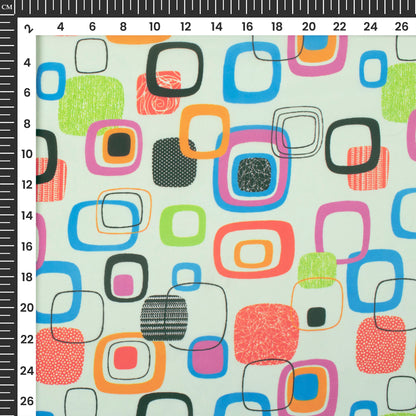 Retro Box Pop Digital Print Imported Satin Fabric