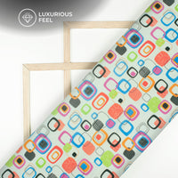 Retro Box Pop Digital Print Imported Satin Fabric