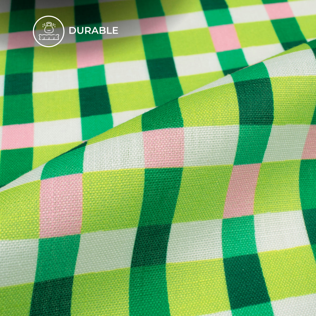 Fresh Checks For Trendy Apparel Digital Print Poly Linen Slub Fabric