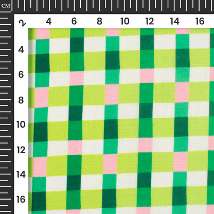 Fresh Checks For Trendy Apparel Digital Print Poly Linen Slub Fabric