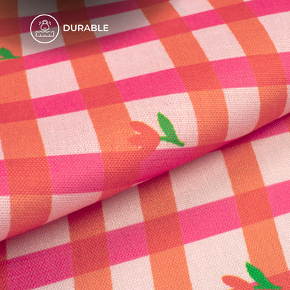Bold Classic Checks For Fashionwear Digital Print Poly Linen Slub Fabric