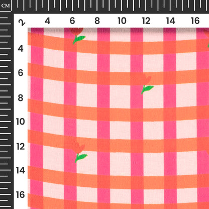 Bold Classic Checks For Fashionwear Digital Print Poly Linen Slub Fabric