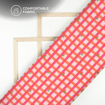 Bold Classic Checks For Fashionwear Digital Print Poly Linen Slub Fabric