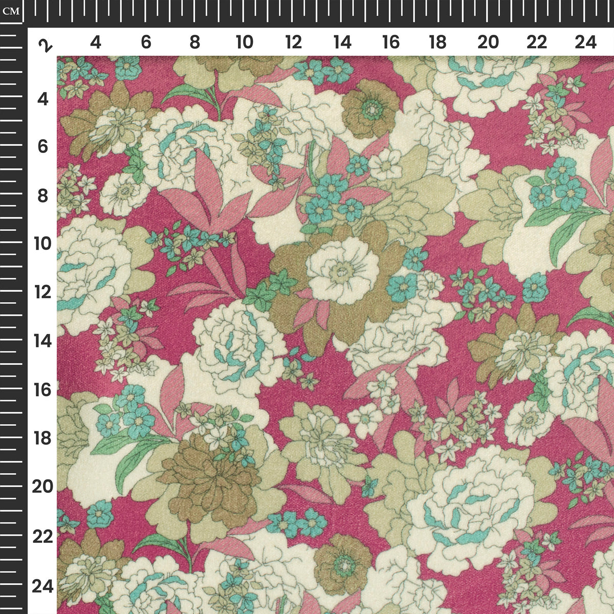 Crimson Red Floral Digital Print Premium Velvet Fabric
