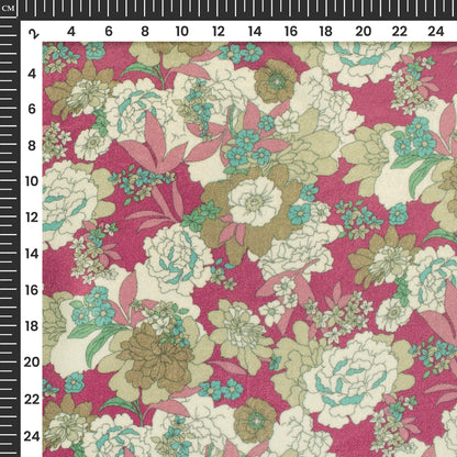 Crimson Red Floral Digital Print Premium Velvet Fabric