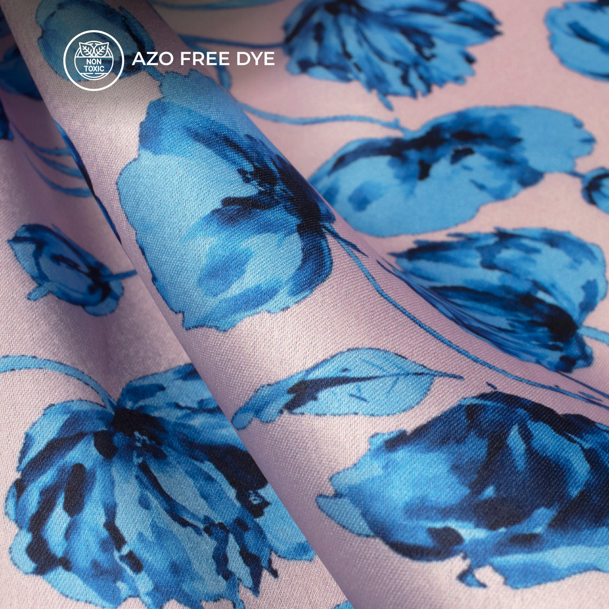 Blush Pink Floral Digital Print Japan Satin Fabric