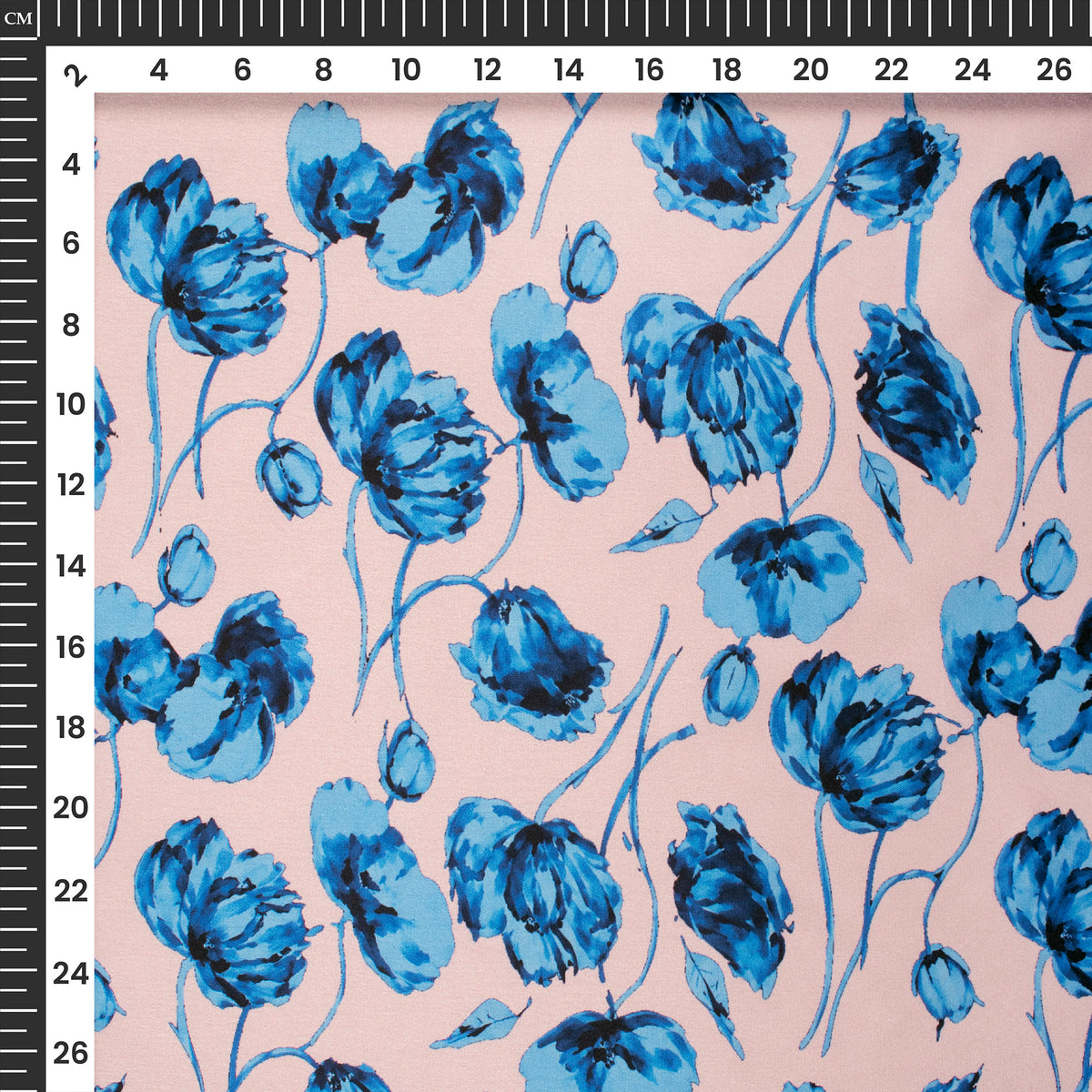 Blush Pink Floral Digital Print Japan Satin Fabric