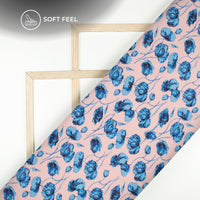 Blush Pink Floral Digital Print Japan Satin Fabric
