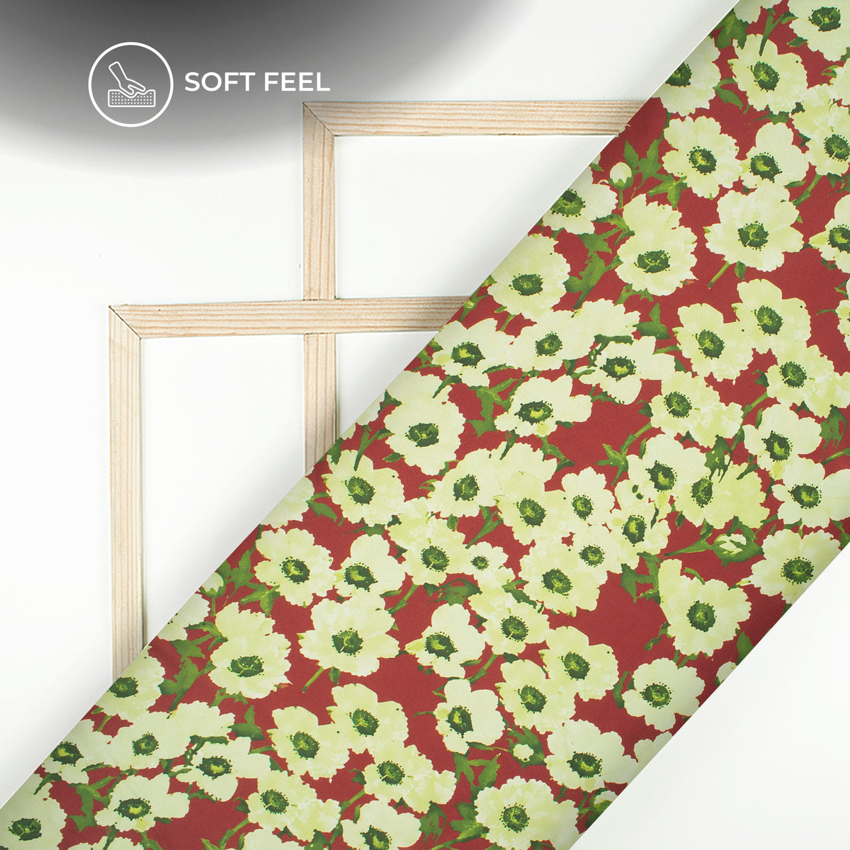 Mint Green Floral Digital Print Japan Satin Fabric