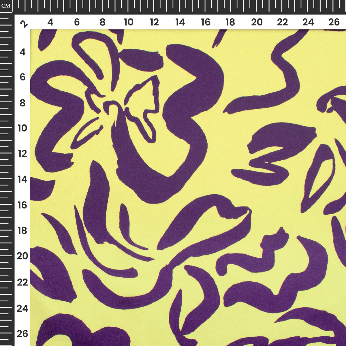 Canary Yellow Floral Digital Print Japan Satin Fabric
