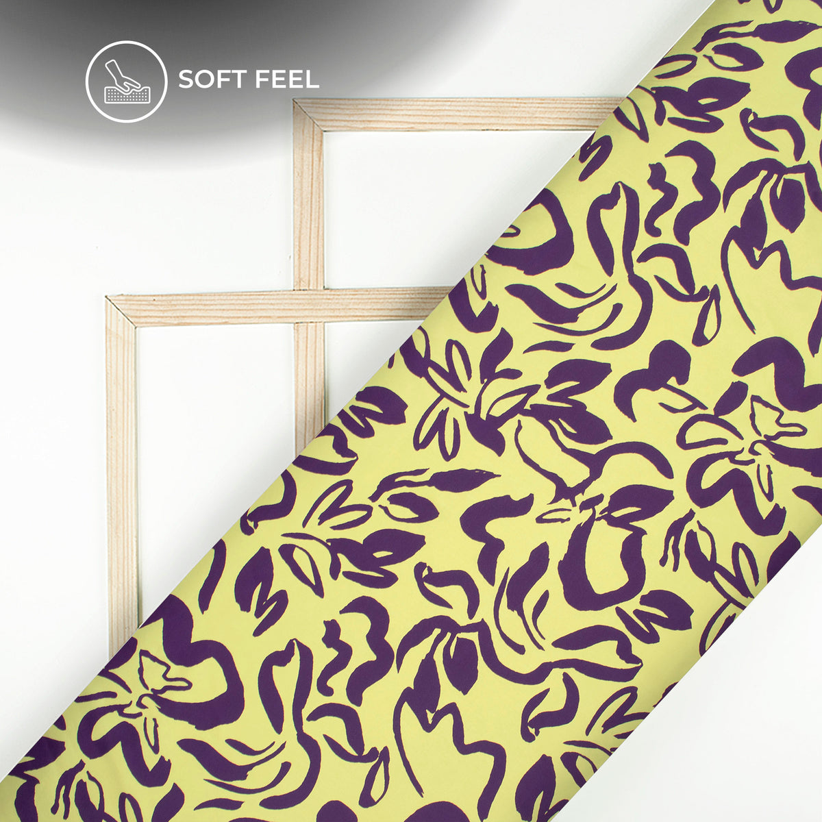Canary Yellow Floral Digital Print Japan Satin Fabric